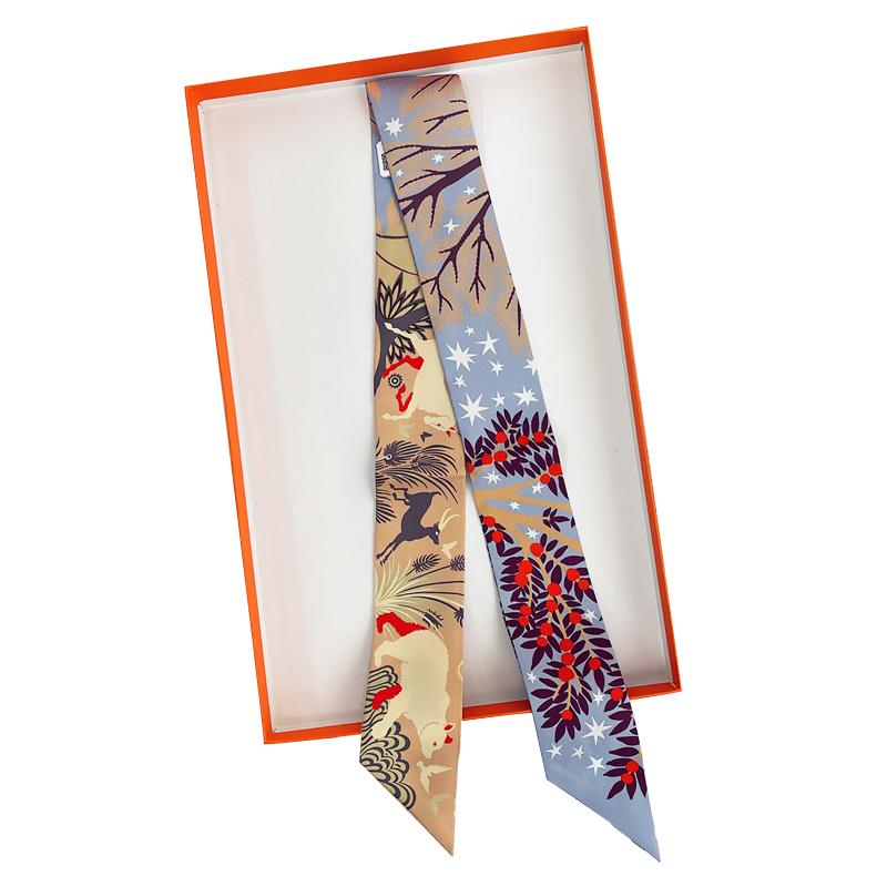2025 Brand Design Horse Animal Women Mulberry Silk Scarf Luxury Scarves Headband Foulard Skinny Bag Wrap Scarves Neckerchief