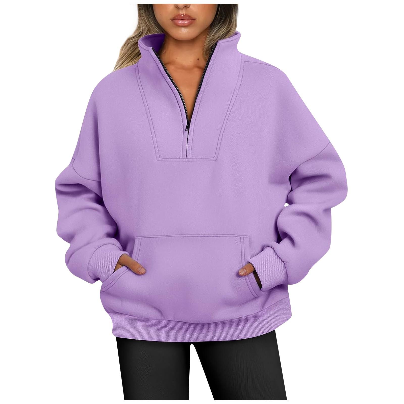 

Жіночий модний повсякденний однотонний спортивний светр з довгими рукавами M