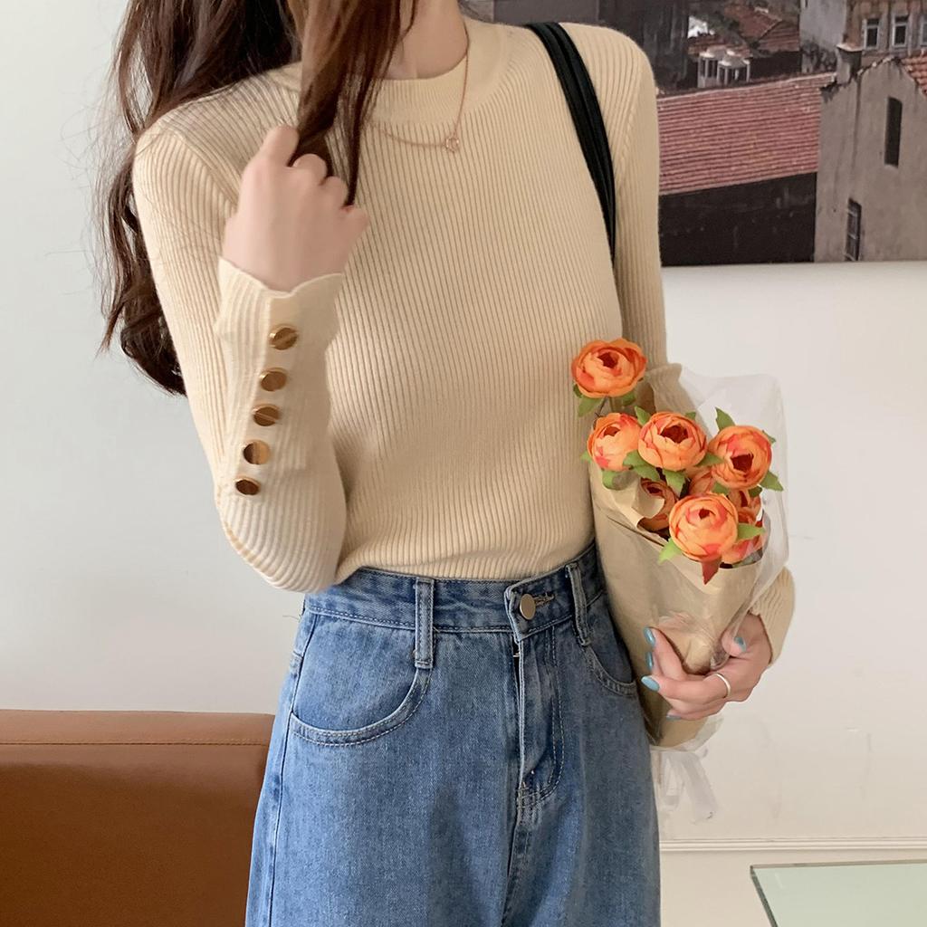 Knitwear Women Long-sleeved Tight-fitting Pullover for Women In Autumn and Winter Korean-style Slim and Warm Knitted Sweater