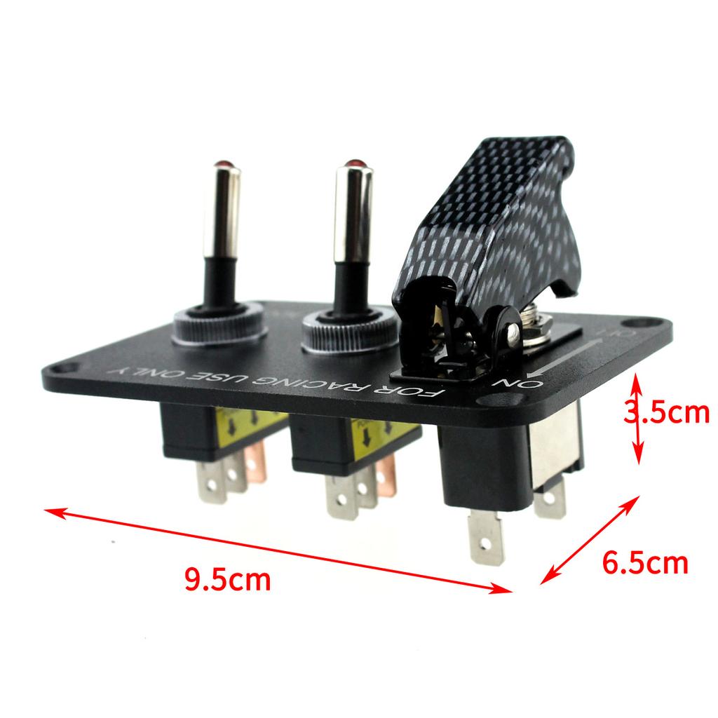 Switches Relays Racing Car Modified Model  with LED 3 Switch PANLE DC12V 20A ON-OFF Racing Car Toggle Switch
