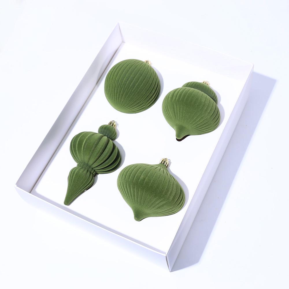 Cross-Border Ins Style Gourd-Shaped Flocked Christmas Tree Ornament