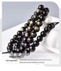 Goldauge Natürlicher Schwarzer Obsidian Perlenarmband für Männer & Frauen - Mehrschichtiges Buddhistisches Design