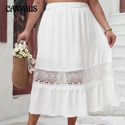 Plus Size Button High Waist Halbkörperrock Sommer Loose Big Swing Rock Temperament Eleganter Rock