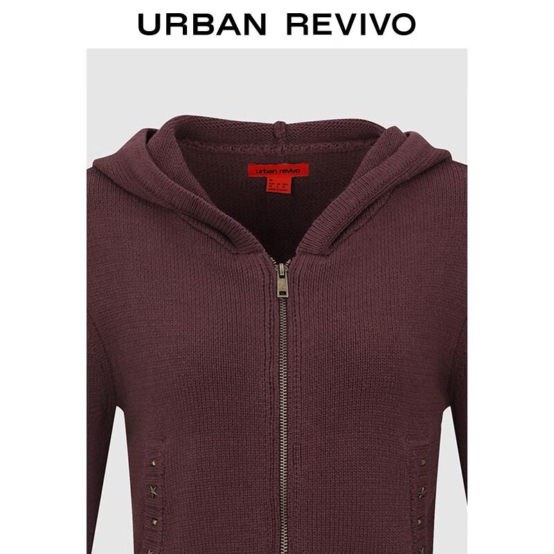 UR Women's 2025 Winter Hooded Rivet Pocket Knit Cardigan