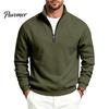 Versatile Weekend Wear Mens Quarter Zip Sweatshirt, Stand Collar Athletic Fleece Pullover, Ribbed Hem Cuffs, Casual Streetwear Hoodie Long Sleeve