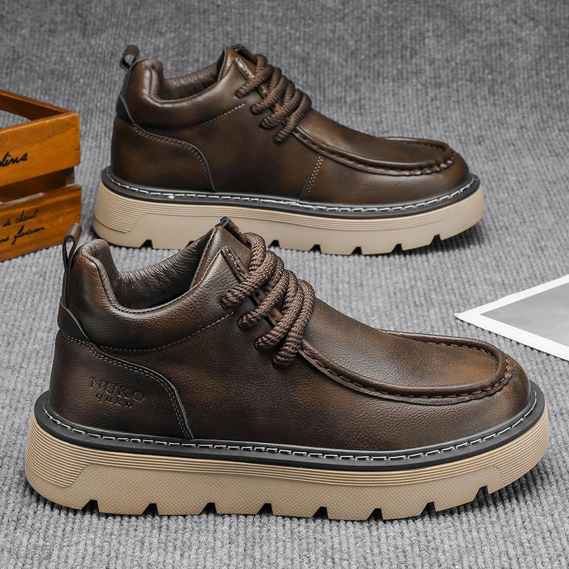 Men's shoes medium top casual sports shoes platform leather shoes