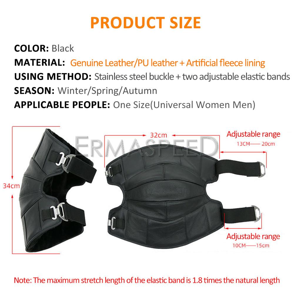Winter Motorcycle Knee Pads Genuine Leather Windproof Thermal Knee Protective Guard Snowboard Motorbike Riding Protective