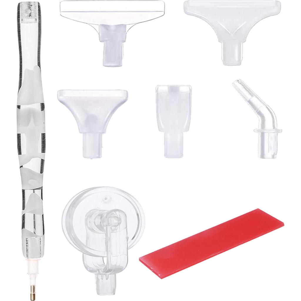 Resin 5D Diamond Painting Pen with Glue Clay Roller with 5 Drill Pen Picking Heads and 1 Glue Clay for DIY 5D Diamond Painting