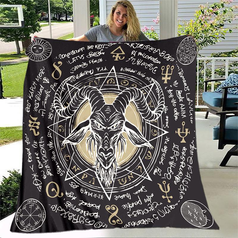 Gothic Satan Devil Mystery Printed Blanket Halloween Flannel Blanket All Seasons Universal Office Sofa Blanket