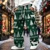 Pantaloni da uomo casual in velluto a coste, vestibilità larga, gamba dritta, con stampa natalizia e vita elasticizzata