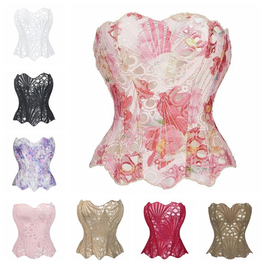 Hollow Flower Lace Fishbone Shapewear Slim Fit Lace-up Corset Underwear for Women  Women