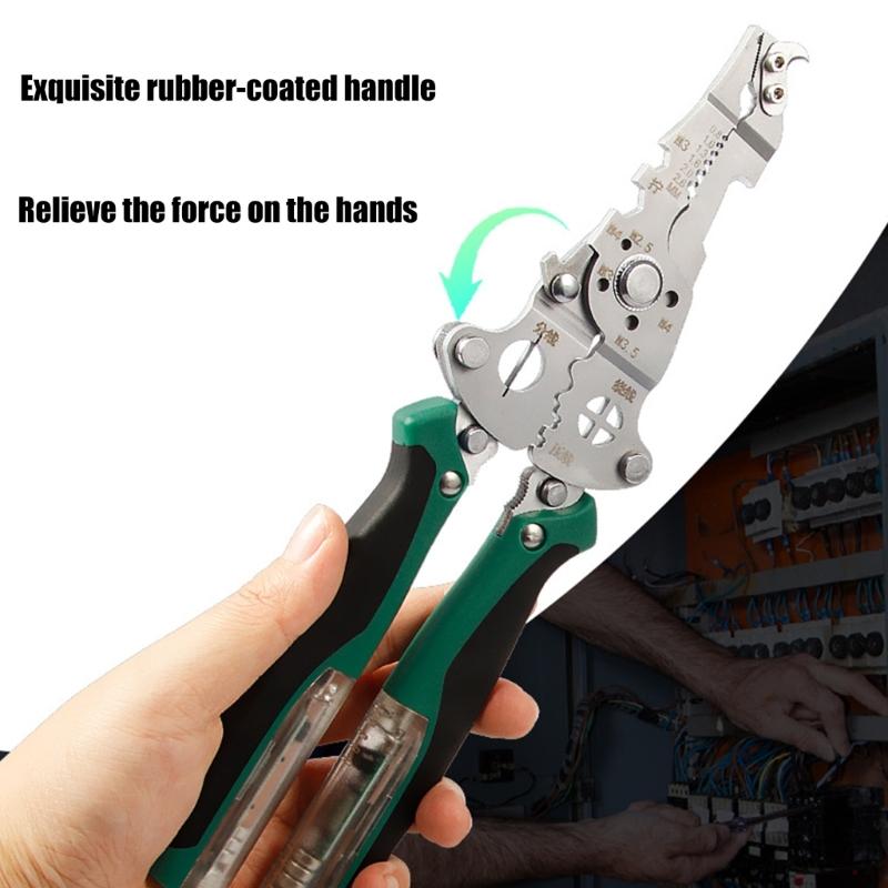 Wire Stripping Plier with Electricity Measurement Electrician Plier 11 In 1 Multifunctional Wire Stripping Plier