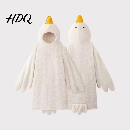 Goose Onesie Costume 1 Set Blanket Hoodie Unisex Cartoon Pajamas Set Oversized Soft Warm Adult Hooded Bodysuit with Yellow Beak Design Winter Party
