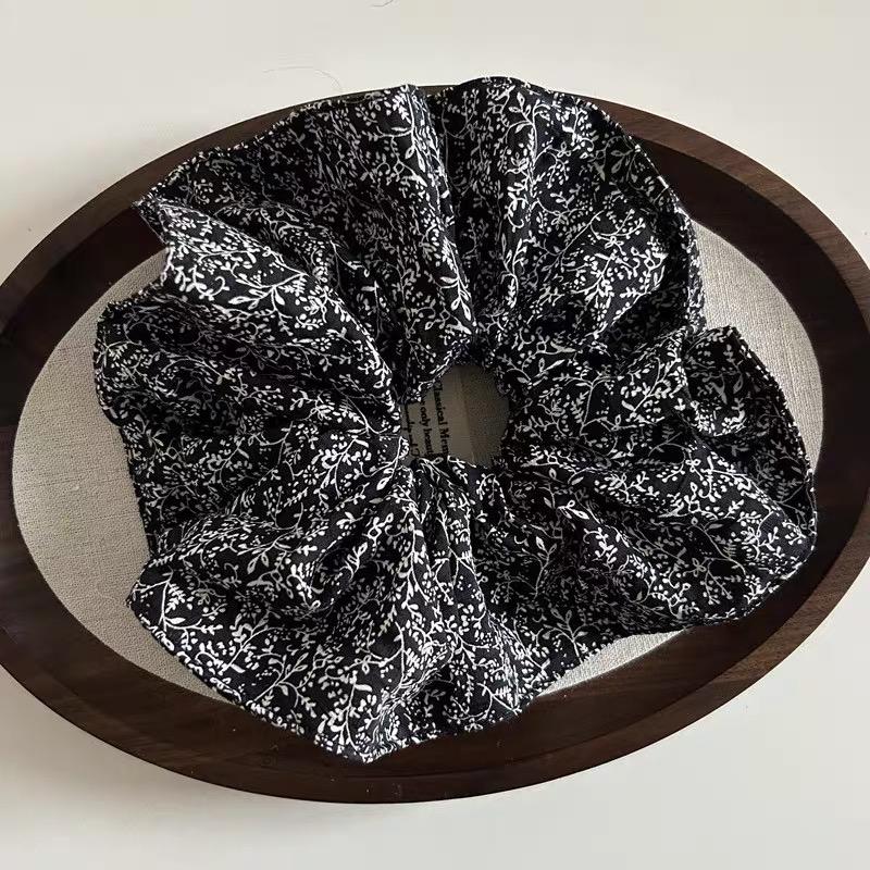 Koreanische Mode Leopardenmuster übergroßes Scrunchie für Frauen elastisches großes Haarband Mädchen schwarze Haargummis Retro Haarband