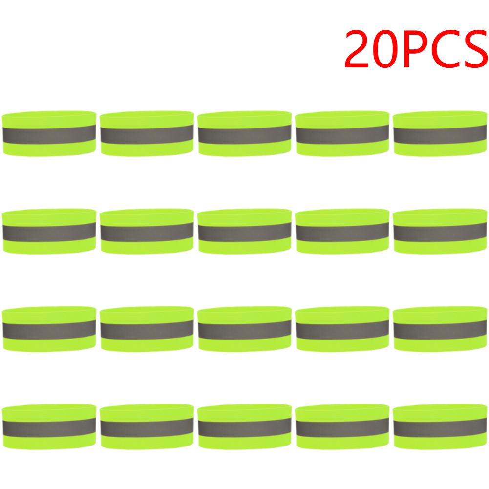 20PCS Adjustable Reflective Armband High Visibility Arm Bands Wrist Ankle Leg Reflective Bands for Night Walking Cycling Running 4CM