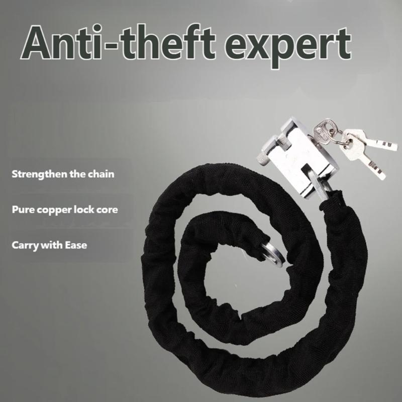 Motorcycle Chain Lock with Protective Sheath & 3 Keys, Security Padlock for Scooter, E Bike, and Bicycles Parking
