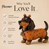 Cute Dog Figurines for Thanksgiving Fall Harvest Dachshund Figurine, Halloween Statue with Pumpkin Headband Polka Durable Resin Craft Ornaments