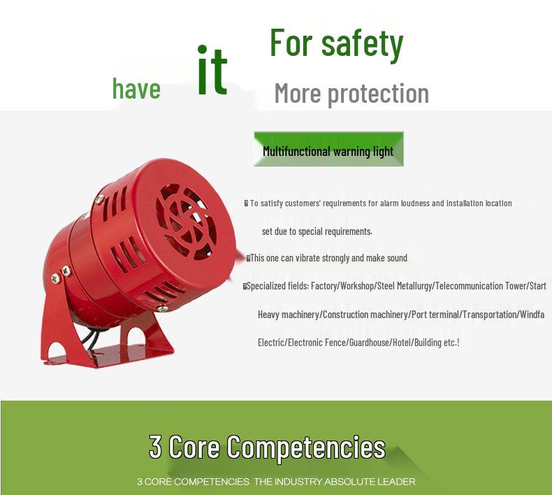 Taibang MS190 Mini Motor Alarm (Wind Screw) Gold Shell Buzzer, 12V/24V/220V, Red