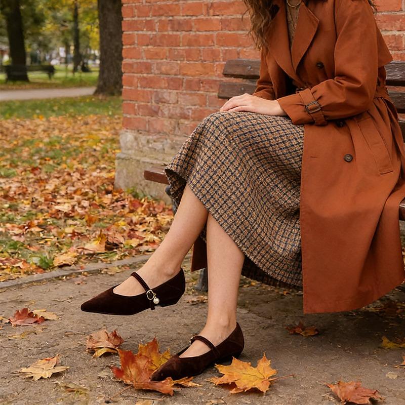 2026 Spring Mary Jane Shoes Women Flats Pointed Toe Soft Comfortable Elegant Ladies Single Office Shoes Fashion Black Red