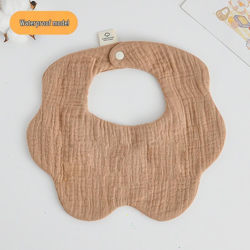 Korean-Style Solid Color Gauze Baby Petal Bib, Soft 7-Layer Waterproof, All Cotton, Class A