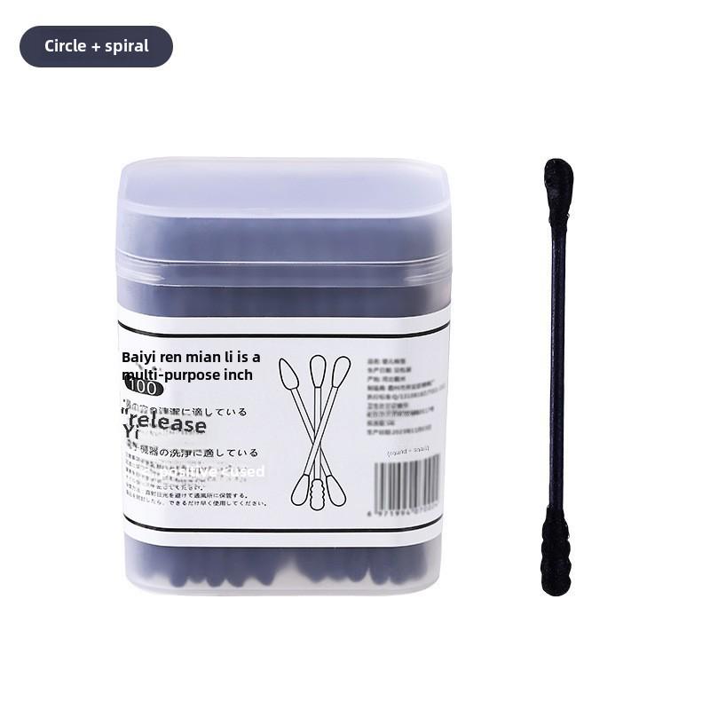 Black Cotton Swab Japanese Ear Pick - Disposable Double-Headed for Blackhead Cleaning