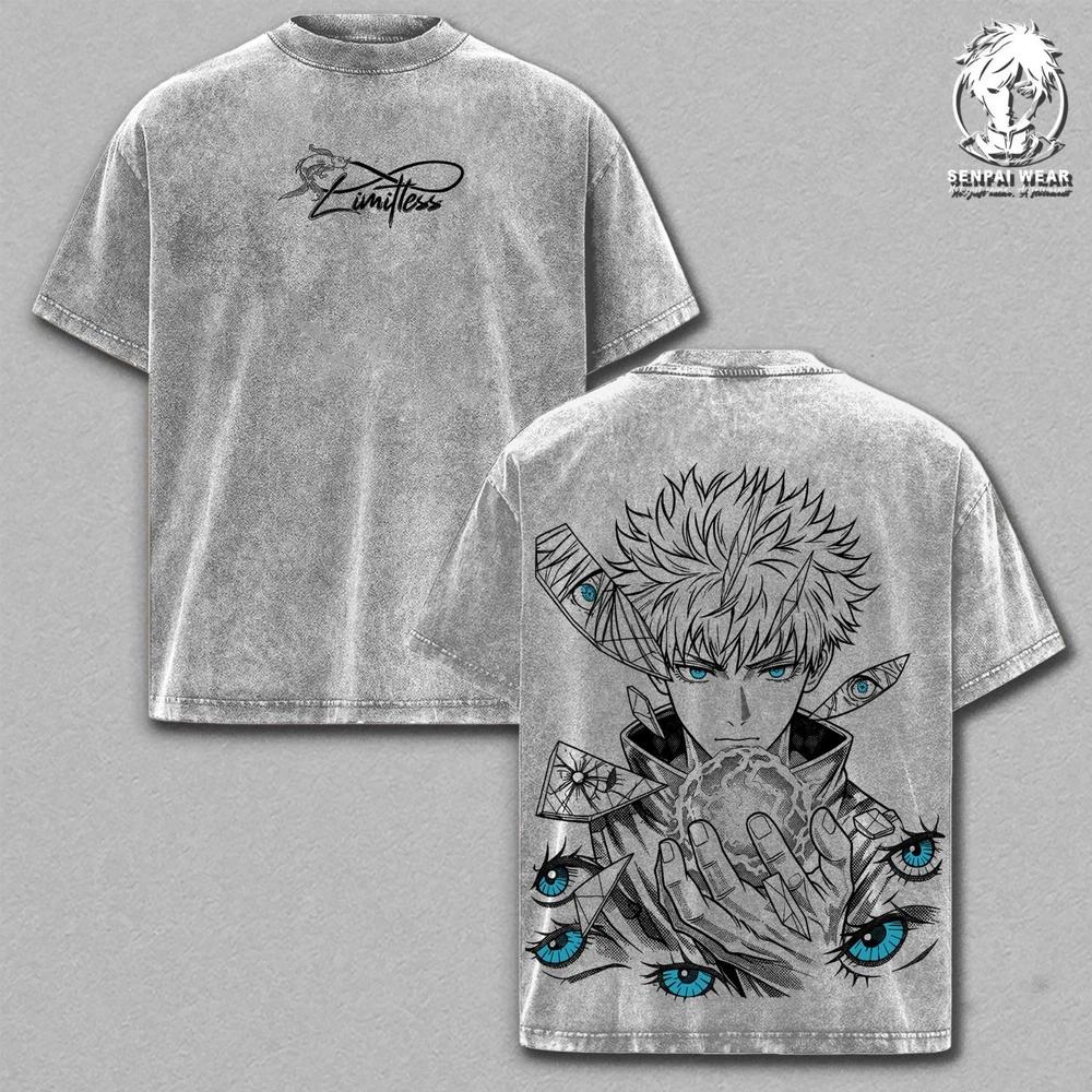 Vintage Satoru Gojo Limitless Jujutsu Kaisen Washed Anime Graphic Tee Unisex XL