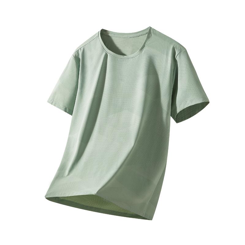 Ice Silk T-shirt Men's Ice Silk Large Size Round Neck T-shirt Men's Casual Sports T-shirt Cool Feeling Men's Plus Size