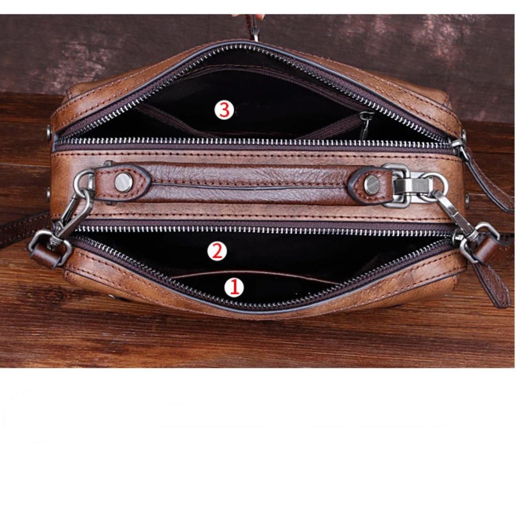 Vintage Leather Female Baotou Layer Cowhide Printed Handbag Texture Handmade Lotus Pillow Bag