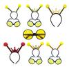 1set Novelty Cartoon Bee Shape Hair Hoop Cosplay Bee Shape Sunglasses Party Headwear for Teenagers Adult