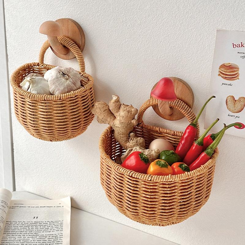 Nástěnný úložný koš Nádoba Dekorativní koš Ručně pletený Kuchyňský úložný koš Zábavný tvar Květináč Domácí dekorace