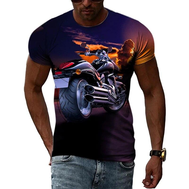 Móda Muži Motocyklová trička s grafikou Léto Ležérní Trend Potištěná trička Osobnost Kulatý výstřih Oversized Topy s krátkým rukávem
