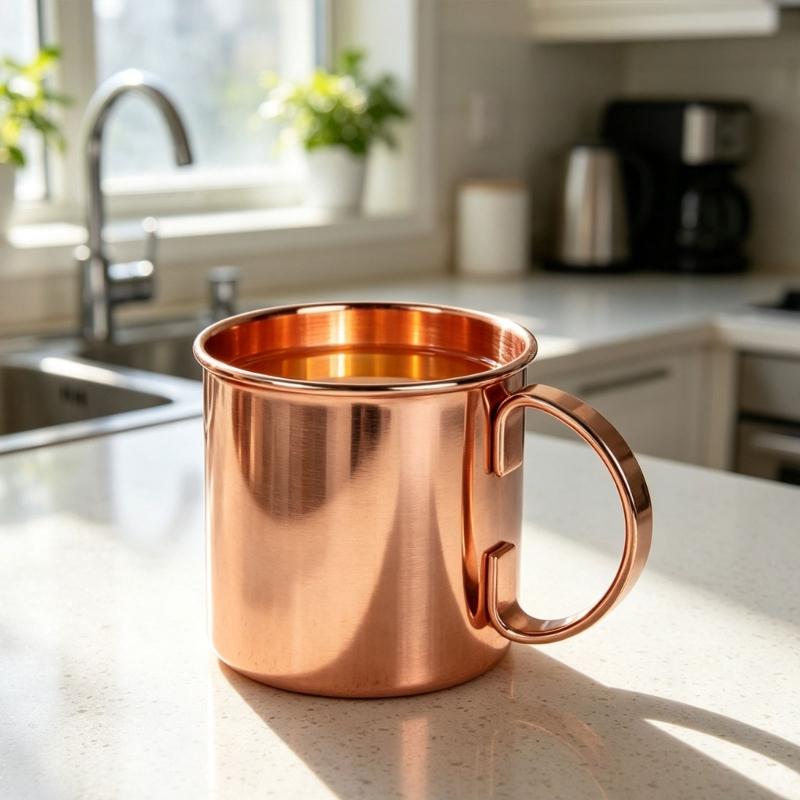 Copper Cocktails Mug with Textured Metallic Finish, Hammered Moscow Mules Cup for Home Dining, Kitchen Bar, Parties, Camping, and Picnics