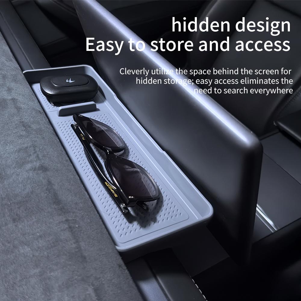 Heenvn ETC Bracket Storage Box For Tesla Model 3 Highland Model Y Juniper 2026 2025 Screen Rear Hidden Organizer Car Accessories