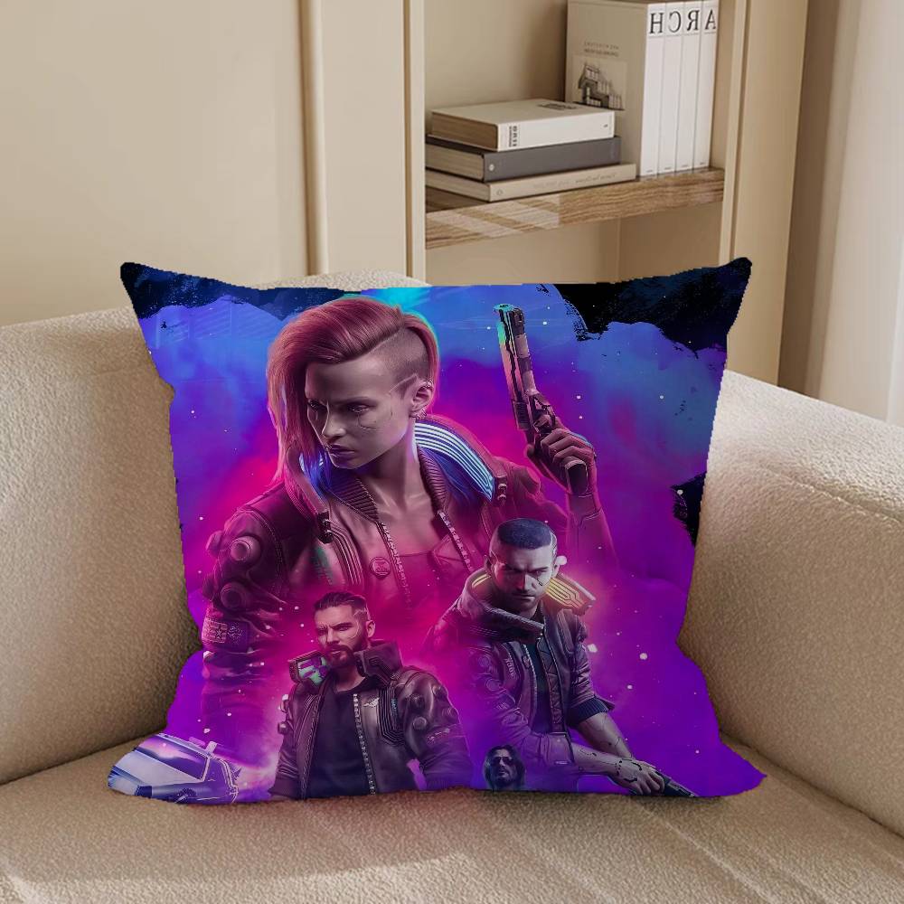 Game Cyberpunk 2077 Maple Design Cushion Cover Happy Autumn Harvest Decor Holiday Decorati Pillow Cover
