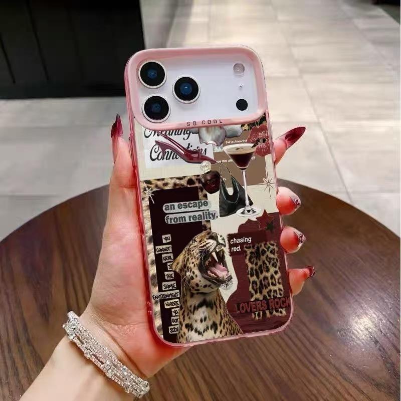 Leopard print red wine is suitable for Apple 17Pro mobile phone case iPhone16Pro new 15 advanced 14 European and American 13