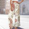 Women's Printed Wide Leg Pants With Pockets High Waist Drawstring Loose Casual Pants