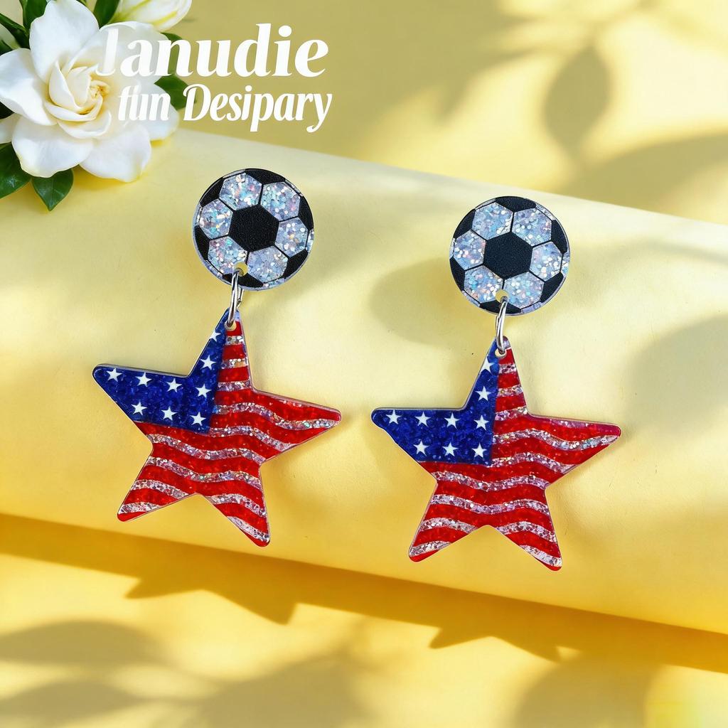 USA Flag Acrylic Earrings for Independence Day Sports Festivals - World Cup Themed Jewelry
