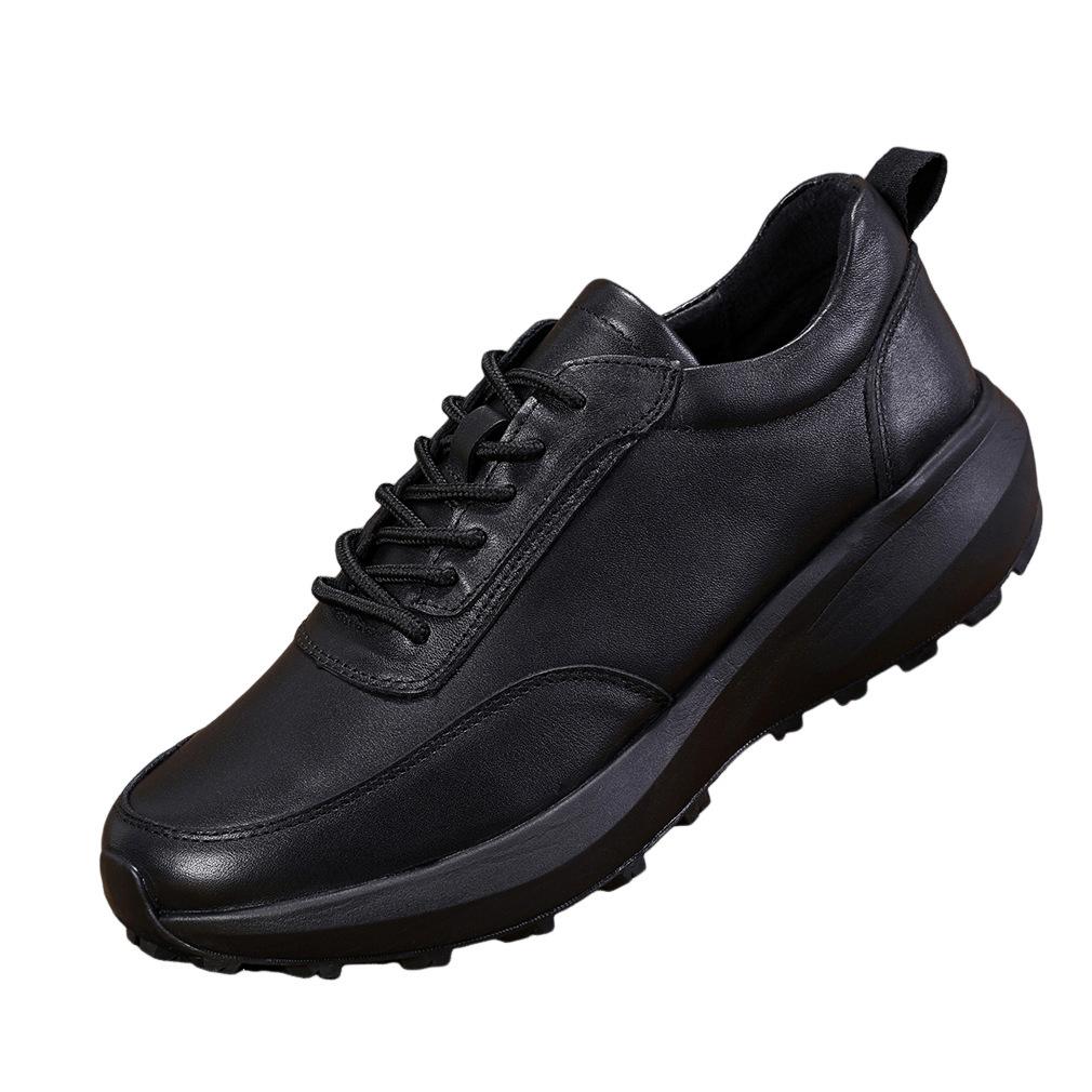 

Верхний слой коровья кожа повседневные резиновая подошва британский стиль кожаные туфли модные и стильные молодежные черные с круглым носком с низким вырезом кожаные туфли 44