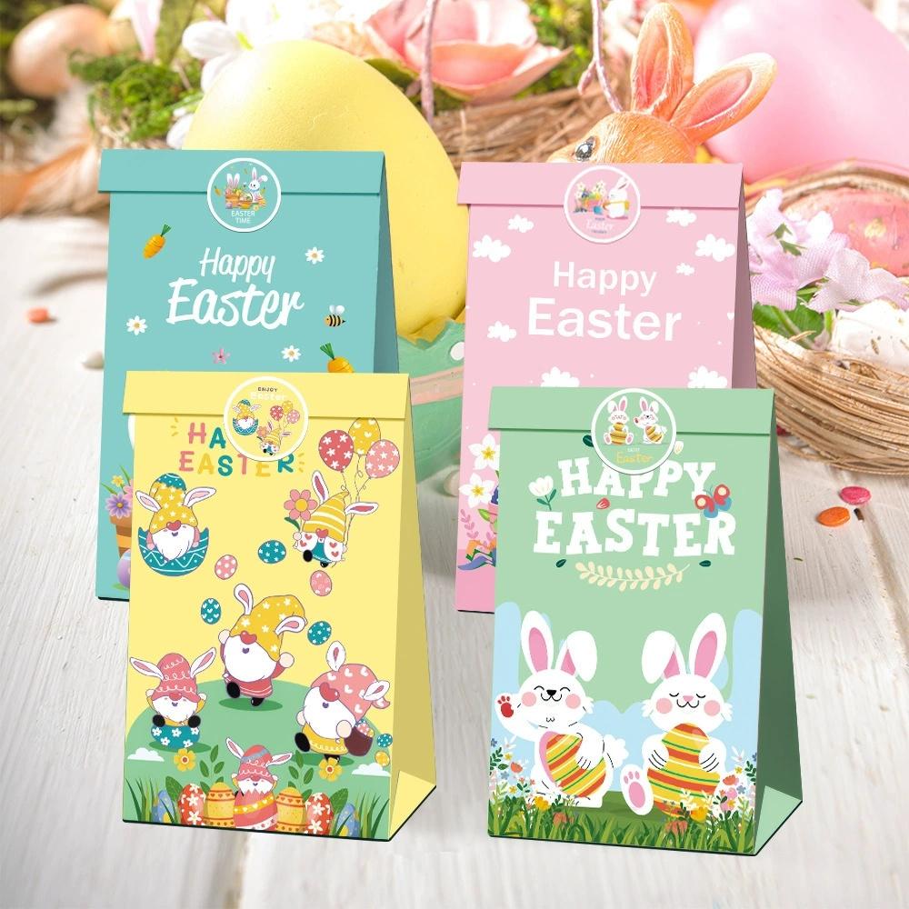 12 Stück Oster-Papiergeschenktüten für Kinder Süßigkeiten-Keks-Verpackung Hasenbox Partygeschenk Geschenkboxen Frohe Ostern Geburtstagsparty Dekor