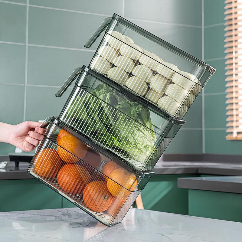 Cmaos Kühlschrank-Aufbewahrungsbox mit Griff und Abtropfbrett