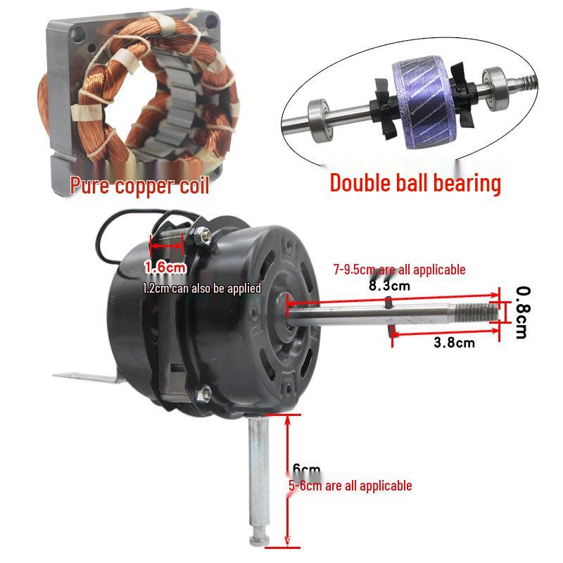 Univerzální motor elektrického ventilátoru s dvojitým kuličkovým ložiskem, měděný drát pro stojací a stolní ventilátory.