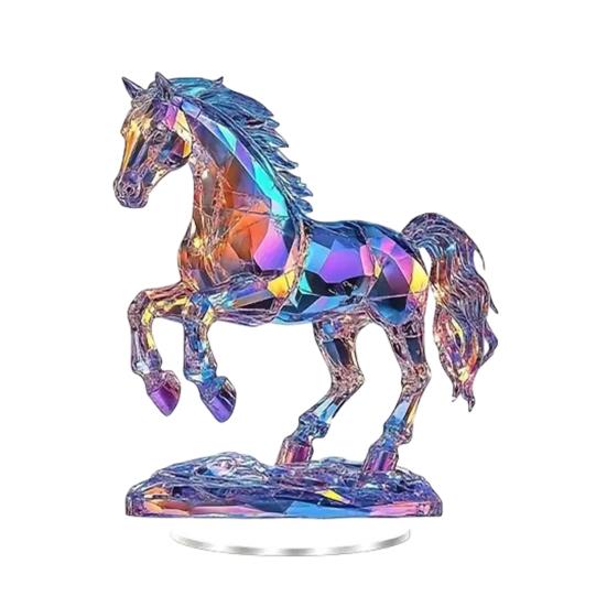 

2D Искусственный Хрустальный Орнамент Лошадь с Основанием Плоская Акриловая Табличка Лошадь Настольное Украшение для Дома Офиса Книжной Полки Подарок на День Рождения C