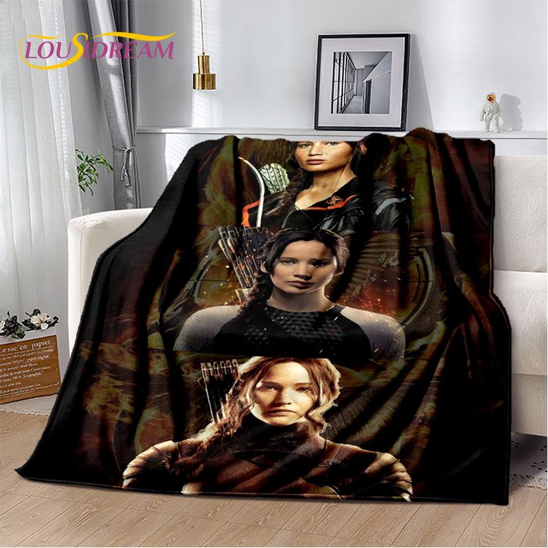 3D Dřevěná deka s postavou lukostřelce z filmu Hunger Games, měkká flanelová deka na postel, do ložnice, na pohovku, na piknik, přehoz na přikrytí venku