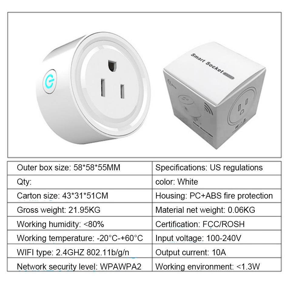 Smart Plug WiFi Socket Outlet APP Remote Control Switch Voice Timing US Standard