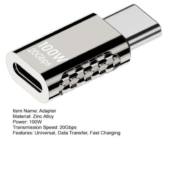 Zinc Alloy USB C OTG Adapter Type-C Female To Male Charger 20Gbps 100W PD Fast Charging & Data Sync Converter for Phone Laptop Tablets