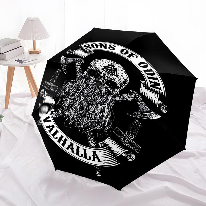 1pc Viking Valhalla Automatic Open Close Umbrella  Windproof Canopy, Automatic Open Close Button10191