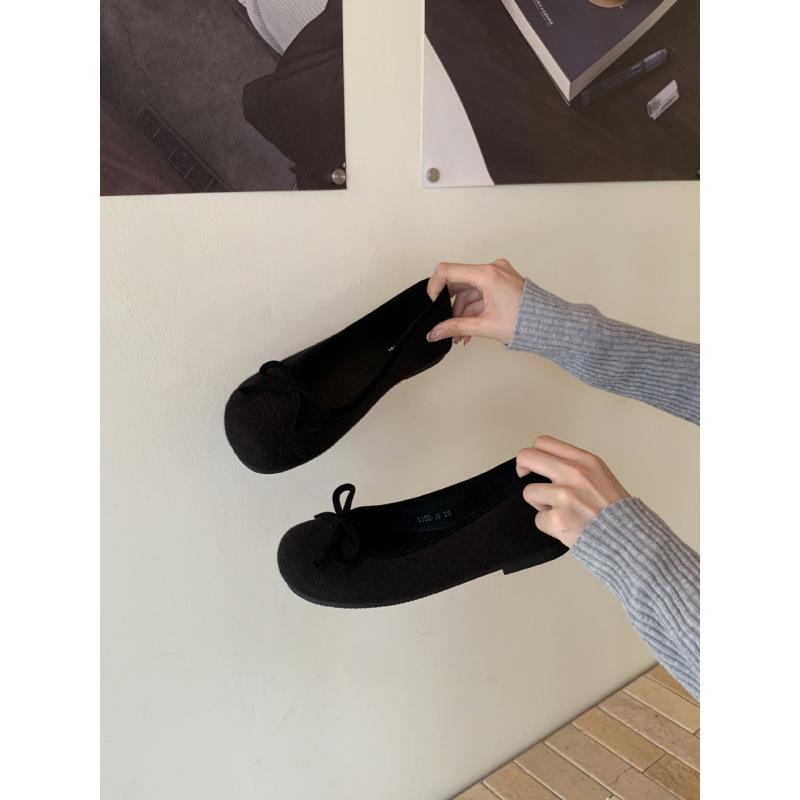 

French bow Mary Jane shoes women s 2025 autumn new soft-soled shallow mouth ballet shoes 39 чёрный