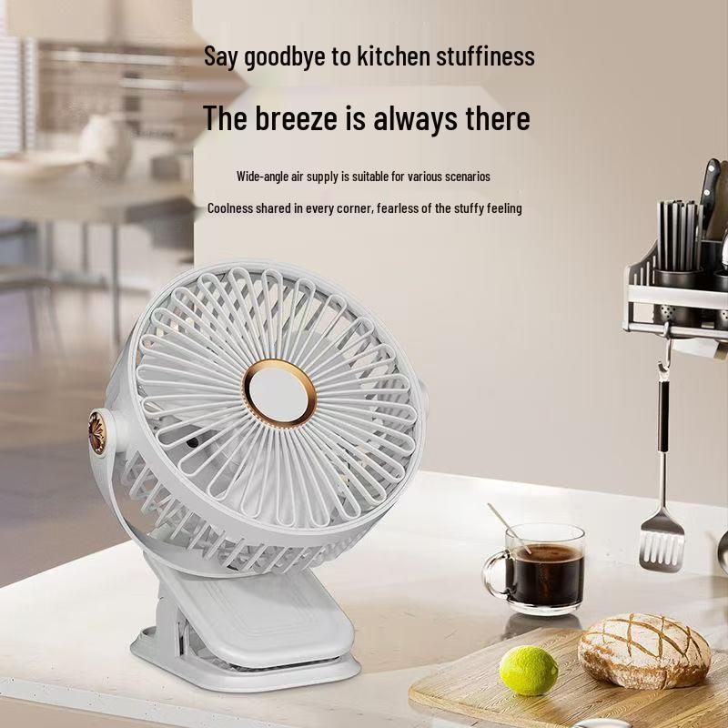 Dual-Use Ultra-Quiet USB Fan: Portable Clip-On for Dorm or Office, Rechargeable and Plug-In
