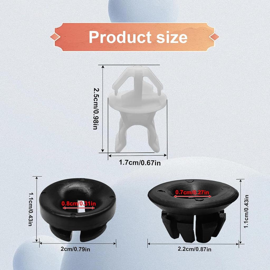 3PCS Car Hood Support Prop Rod Clips, Hood Rod Grommet Clips #91503-SS0-003 91604-SD2-013 Compatible with Honda Accord Odyssey