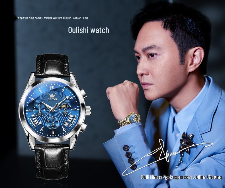OLEVS Men's Multifunctional Quartz Chronograph Watch with Calendar
